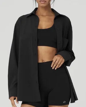 Alo Yoga Dreamscape Button Down Long Sleeve Black M thumbnail 1