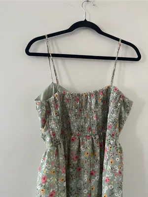 Sage Green Ditsy Floral Mini Dress Large Cottagecore Romantic Sundress Casual thumbnail 7