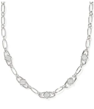 Kendra Scott Belle Cubic Zirconia Link Necklace Squares - Silver New thumbnail 1