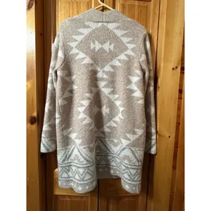 Frye Womens‎ M Aztec Print Open Front Cardigan Sweater Pockets Long Sleeve boho thumbnail 3