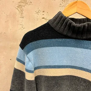 PJ Mark Vintage 90s Blue Chenille Knit Mock Neck Oversized Sweater Y2K Relaxed thumbnail 2