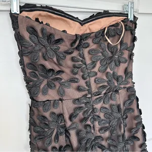Dress the Population Strapless Black Floral Mesh Formal Gown Dress thumbnail 8