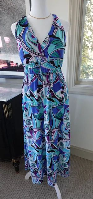 Halter swirl print maxi sun dress thumbnail 1