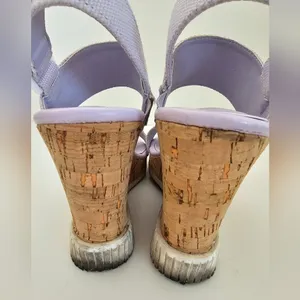 Nautica Lilac Lavender Cork Wedge Sandals - Size 8 - Sporty Logo Straps - Summer thumbnail 8