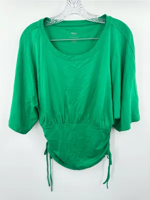 Anthropologie Maeve NWT Green Ruched Side Ties Dolman Shirt Size Medium thumbnail 1