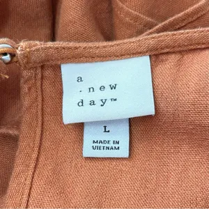 Women’s A New Day rust orange short ruffle sleeve linen blend dress size large thumbnail 8