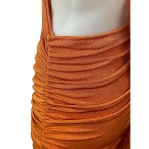Tiger Mist Coral Strapless Tube Bandeau Cutout Tie Ruched Mini Bodycon Dress M thumbnail 4