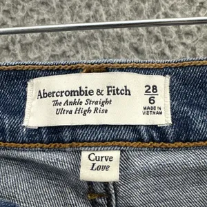 Abercrombie Fitch Curve Love The Ankle Straight Ultra High Rise‎ Jeans 6/28 x 26 thumbnail 3