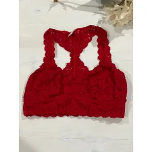 Aerie Lace Bralette White and‎ red lace Lined Wireless Small/Large thumbnail 10