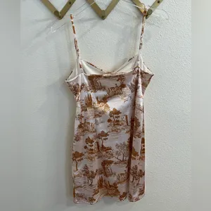 Urban Outfitters Toile Printed Sateen Mini Dress Amber White Large thumbnail 7