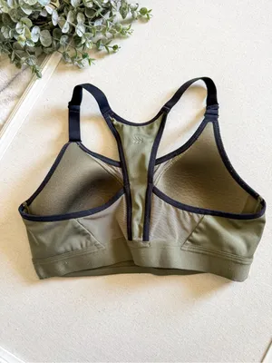 All in Motion Olive Green Racerback Sports Bra with Black Trim Size Small thumbnail 2