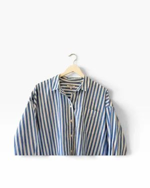 Madewell stripped Blue White Oversized Lagenlook Button Down Long SZ XL #2677 thumbnail 5