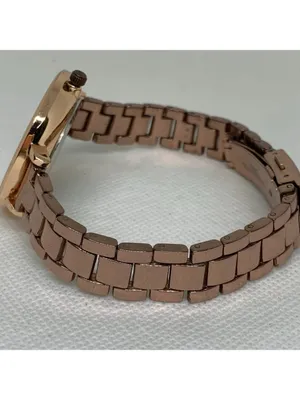 Accutime women’s watch brown tone quartz analog 35mm links bracelet running thumbnail 4