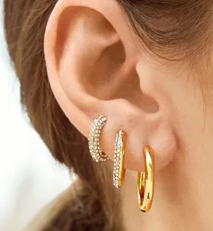 New Baublebar Carina Gold Pavé Crystal Encrusted Huggie Hoops earrings thumbnail 1