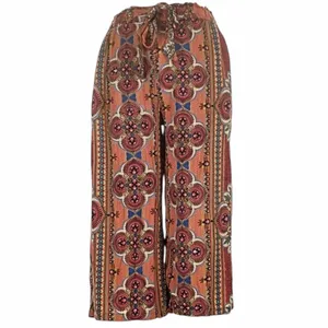 Blue Rain Boho Medallion Wide Leg Cropped Pants Flowy Festival Vibe Size Medium thumbnail 2