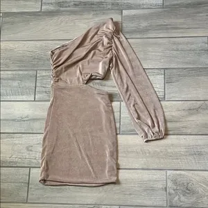 Gold Asymmetrical Puff Sleeve Cocktail Dress thumbnail 7