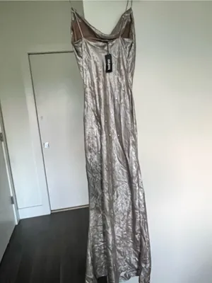 Boohoo Metallic Silver Cowl Slip Dress thumbnail 6