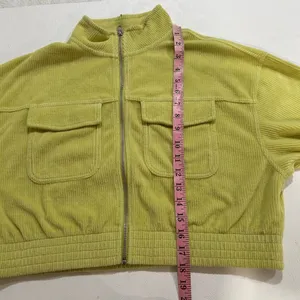 Aerie Green Ribbed Zip Up Cropped Jacket Size M Casual Utility Shacket thumbnail 6