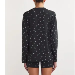 SKIMS Boyfriend Long Sleeve T-shirt in Washed Onyx Ski Print Size XL thumbnail 3