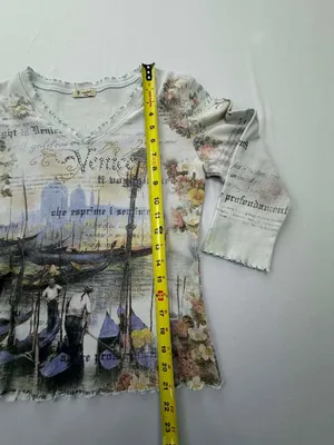 Vintage Cactus Venice Italy Rhinestone Graphic 3/4 Sleeve Top thumbnail 8