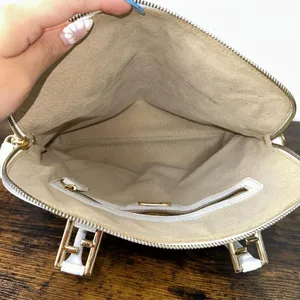 Fendi Vintage Satchel Bag Womens Medium White Leather Italy Top Handle FF thumbnail 2