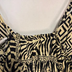 Women's Maxi Dress XL Tan Black Zebra Greek‎ Key Print Boho Stretchy Neutral thumbnail 8