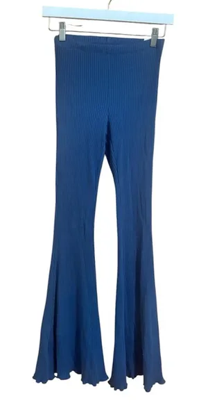 Aerie Size XS Blue Ribbed Bell Bottom High-Rise Activewear Pants New With Tags thumbnail 1