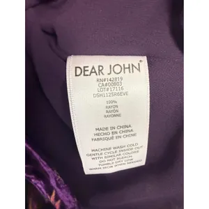 DEAR JOHN Dress Womens XS Purple Velvet Floral Shirt Dress Fairy Witchy‎ Boho thumbnail 4