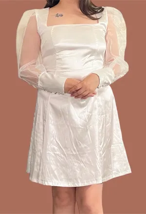 Coquette White satiny mini dress thumbnail 1