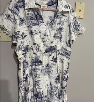 Umgee Landscape Print Collared Mini Dress NWT XL thumbnail 4