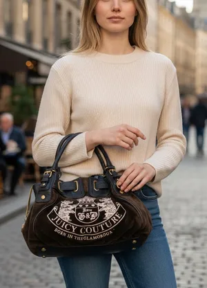 Juicy Couture Vintage Couture Daydreamer Bag Scottie Dog Brown Velour thumbnail 2