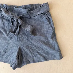 Gap Paperbag Waist Shorts Womens Small Blue Linen Blend High Rise Tie Belt thumbnail 9