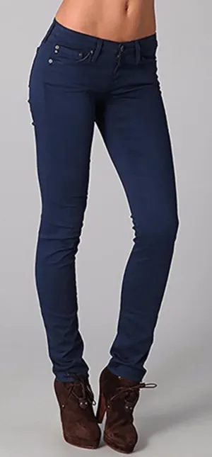 AG Adriano Goldschmied • The Stilt Cigarette Leg Jean sateen navy blue slim skinny pants thumbnail 1