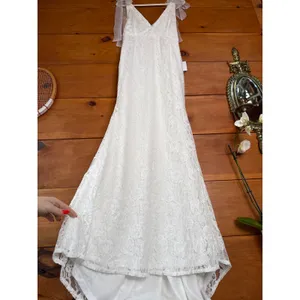 NWT Lulus Eternally Yours White Lace Tie-Strap Mermaid Maxi Dress Bridal Bride S thumbnail 8