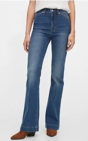 Gap Denim Jeans Size 18 Plus Medium Wash High Rise Flare Western Coastal Cowgirl thumbnail 1