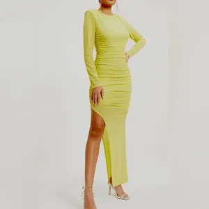 Vici Runched Lime Glitter Bodycon Maxi Long Sleeve Dress SMALL thumbnail 15