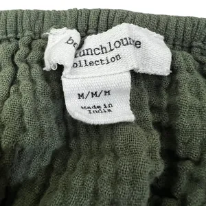 Beachlunchlounge Tiered Solid Mini Dress Green Boho Gauze Puff Sleeve Size M thumbnail 5