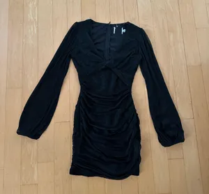 remmey long sleeve metallic mini dress with sheer sleeves thumbnail 2