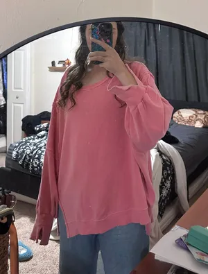 Free People Distressed Oversized Sweatshirt thumbnail 1