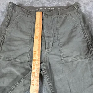 American Eagle Women 14 Olive Green Utility Cargo Pants High Rise Button Fly thumbnail 11