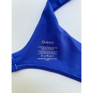 Quince Italian Plunge Bikini Swim Top Electric Blue Size Large NEW thumbnail 5