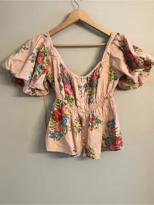 ANTHRO‎ | Love The Label Rosette Babydoll Blouse thumbnail 2