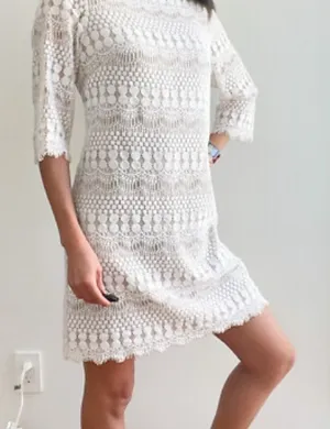 Eliza J Cream Lace Long Sleeve Dress thumbnail 1