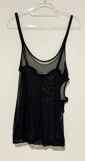 Victoria's‎ Secret Women's Baby Doll Sheer Cut Out Slit Sequin slip Black small thumbnail 1