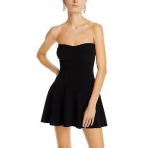 NORMA KAMALI Grace Dress BUILT-IN BODYSUIT Black Strapless Mini PARTY Size XL thumbnail 2