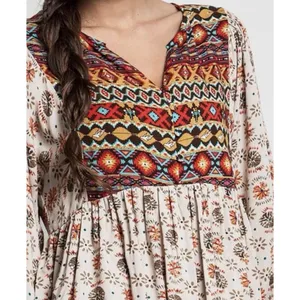 Umgee Women's Dress medium Bohemian flowy Floral Babydoll Tunic western y2k thumbnail 3