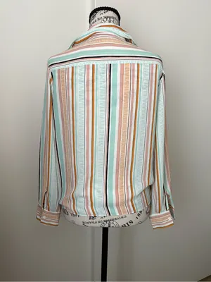 Rachel Zoe Striped Tie-Front Blouse in Mint, Peach & Cream thumbnail 5