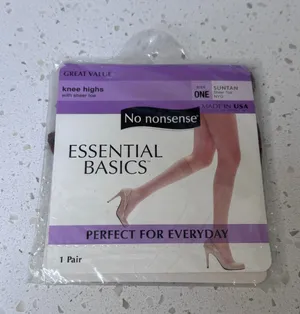 No Nonsense Essential Basics Knee Highs Suntan One Size Sheer Toe 1 Pair‎ NEW thumbnail 1