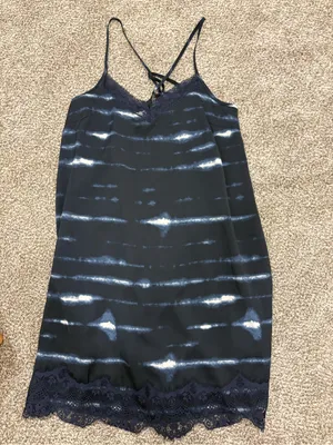 aerie Blue Tie-Dye Lace Trim Slip Dress thumbnail 2