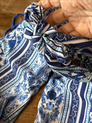 Blue Boho Mosaic High-Waist Halter Bikini Large Modest thumbnail 6
